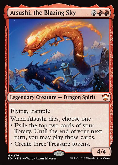 Atsushi, the Blazing Sky - Secrets of Strixhaven Commander MTG spoiler
