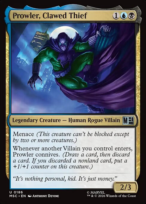 Prowler, Clawed Thief - Marvel Super Heroes Commander MTG spoiler
