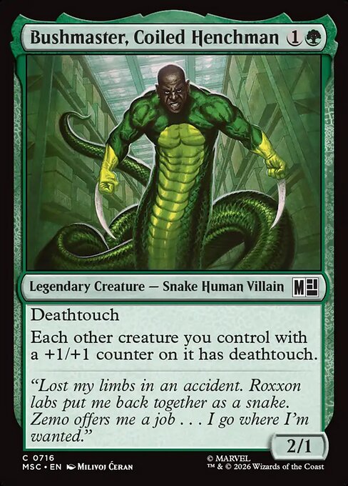Bushmaster, Coiled Henchman - Marvel Super Heroes Commander MTG spoiler