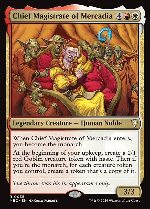 Chief Magistrate of Mercadia - Mystery Booster: Commander Edition MTG spoiler