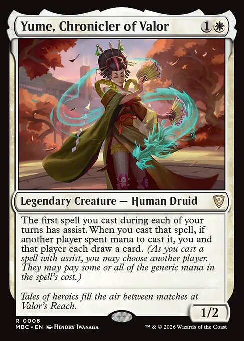 Yume, Chronicler of Valor - Mystery Booster: Commander Edition MTG spoiler