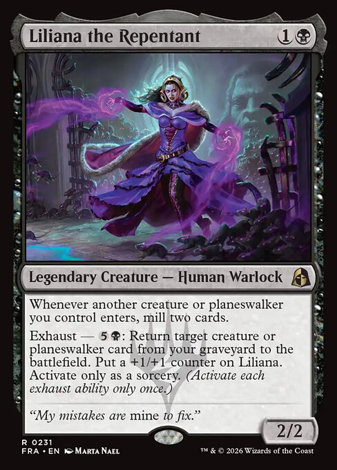 Liliana the Repentant - Reality Fracture MTG spoiler