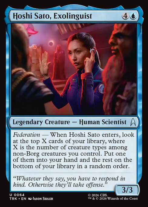 Hoshi Sato, Exolinguist - Star Trek MTG spoiler