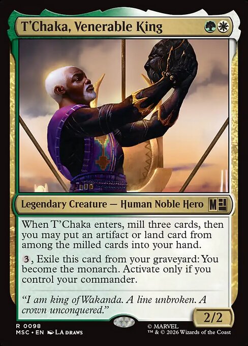 T'Chaka, Venerable King - Marvel Super Heroes Commander MTG spoiler