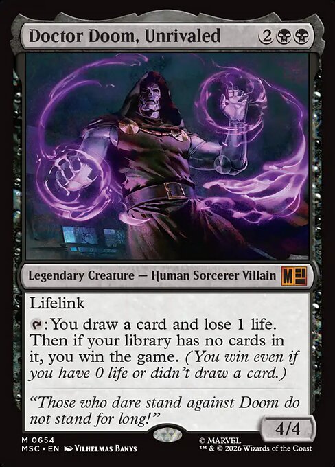 Doctor Doom, Unrivaled - Marvel Super Heroes Commander MTG spoiler