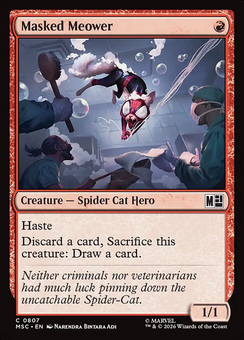 Masked Meower - Marvel Super Heroes Commander MTG spoiler