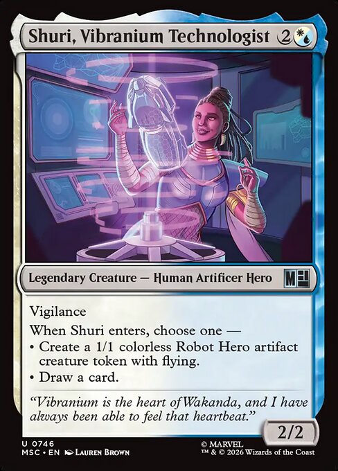 Shuri, Vibranium Technologist - Marvel Super Heroes Commander MTG spoiler