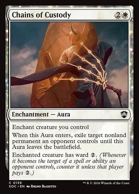 Chains of Custody - Secrets of Strixhaven Commander MTG spoiler