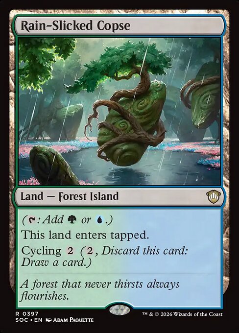 Rain-Slicked Copse - Secrets of Strixhaven Commander MTG spoiler