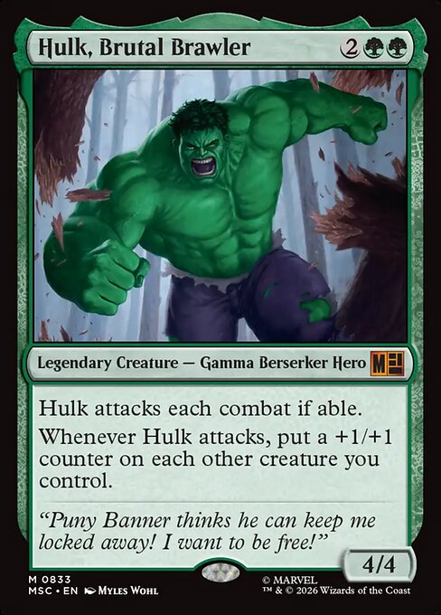 Hulk, Brutal Brawler - Marvel Super Heroes Commander MTG spoiler