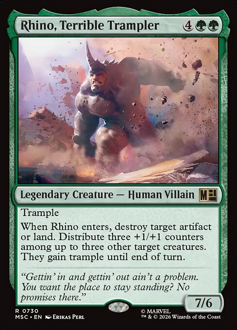Rhino, Terrible Trampler - Marvel Super Heroes Commander MTG spoiler