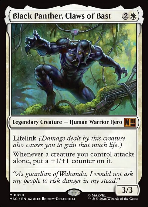 Black Panther, Claws of Bast - Marvel Super Heroes Commander MTG spoiler