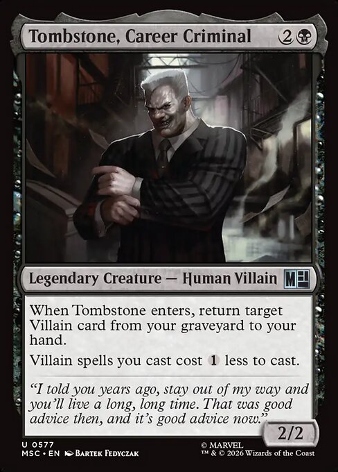 Tombstone, Career Criminal - Marvel Super Heroes Commander MTG spoiler