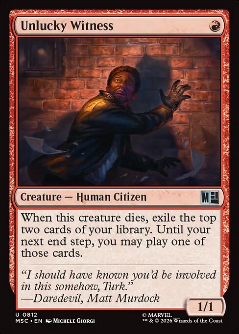 Unlucky Witness - Marvel Super Heroes Commander MTG spoiler