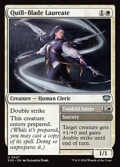 Quill-Blade Laureate // Twofold Intent - Secrets of Strixhaven MTG spoiler