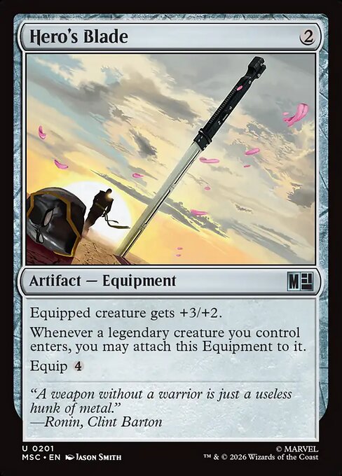 Hero's Blade - Marvel Super Heroes Commander MTG spoiler