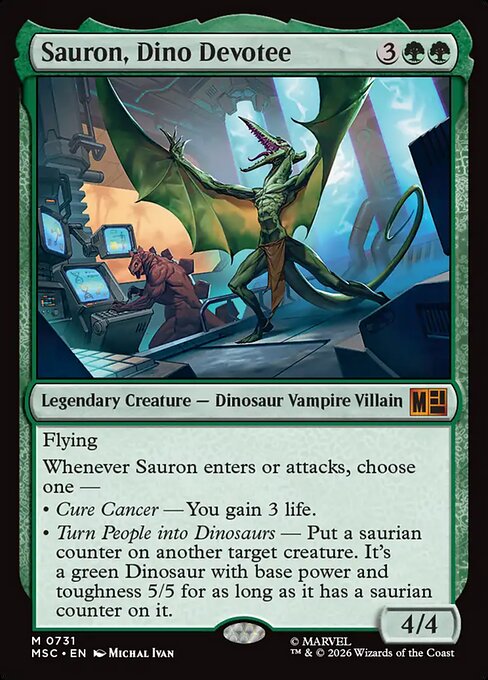 Sauron, Dino Devotee - Marvel Super Heroes Commander MTG spoiler