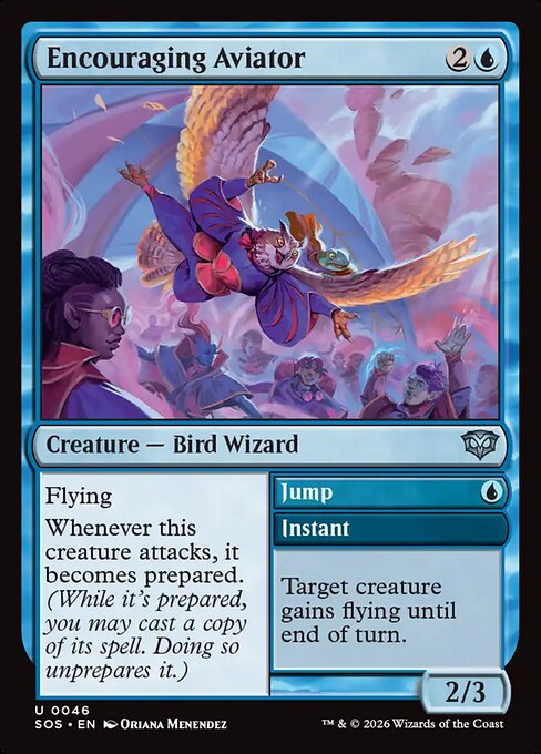 Encouraging Aviator // Jump - Secrets of Strixhaven MTG spoiler