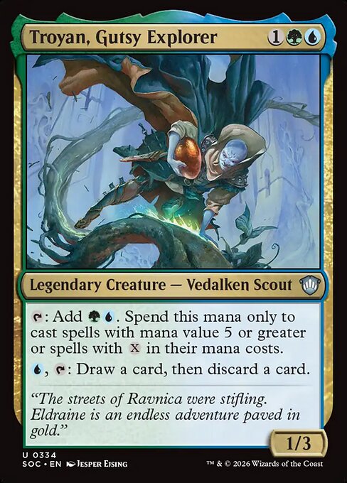 Troyan, Gutsy Explorer - Secrets of Strixhaven Commander MTG spoiler