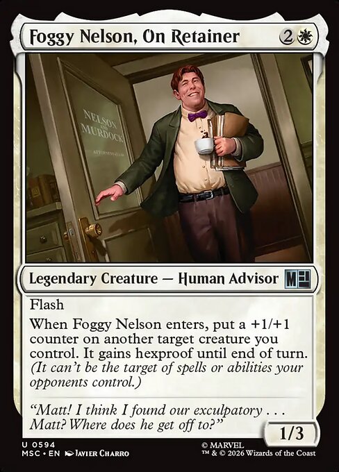 Foggy Nelson, On Retainer - Marvel Super Heroes Commander MTG spoiler
