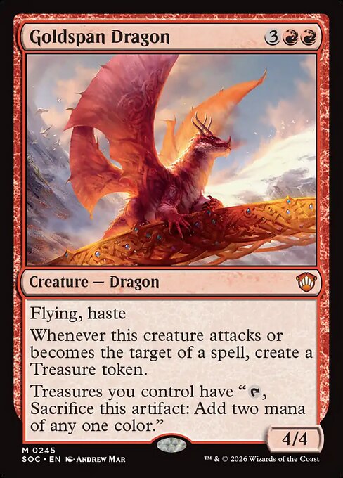 Goldspan Dragon - Secrets of Strixhaven Commander MTG spoiler