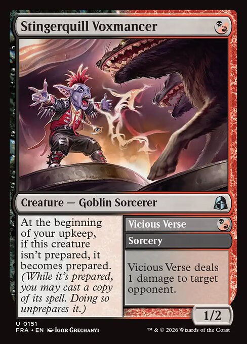 Stingerquill Voxmancer // Vicious Verse - Reality Fracture MTG spoiler