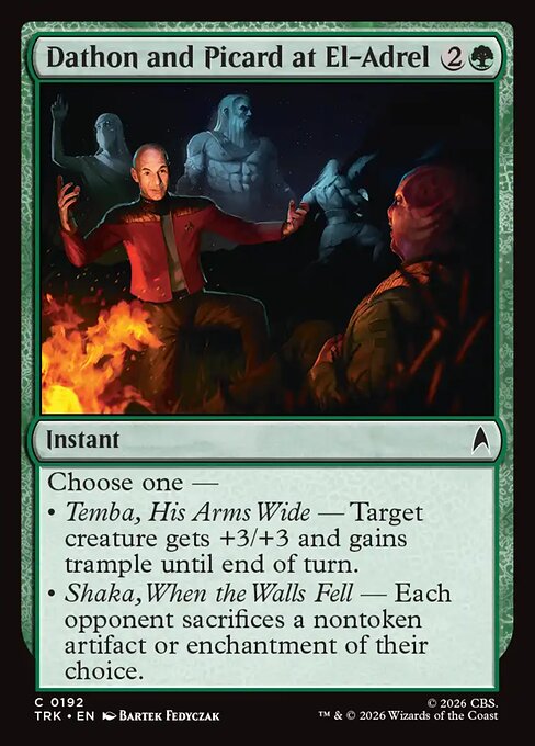 Dathon and Picard at El-Adrel - Star Trek MTG spoiler