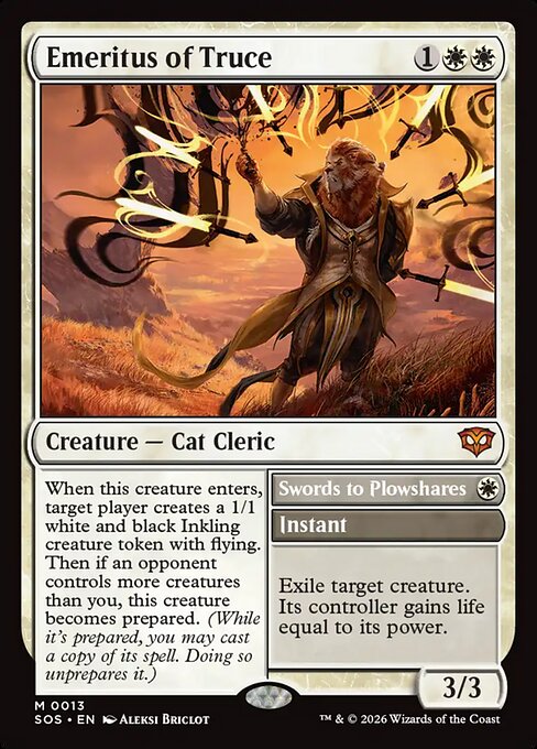 Emeritus of Truce // Swords to Plowshares - Secrets of Strixhaven MTG spoiler