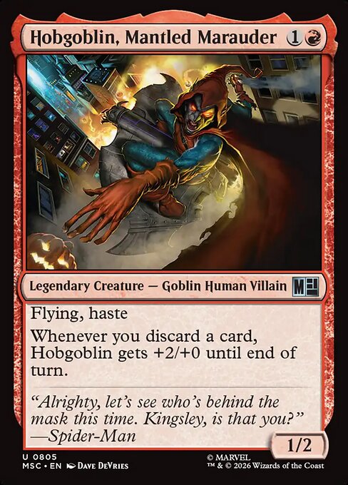 Hobgoblin, Mantled Marauder - Marvel Super Heroes Commander MTG spoiler