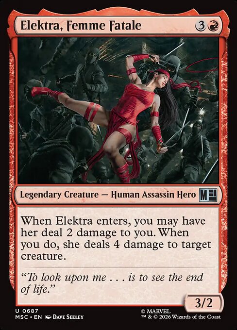 Elektra, Femme Fatale - Marvel Super Heroes Commander MTG spoiler