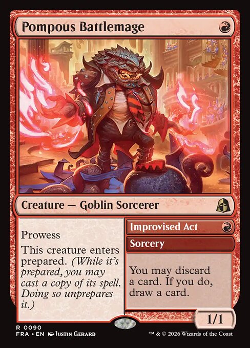 Pompous Battlemage // Improvised Act - Reality Fracture MTG spoiler