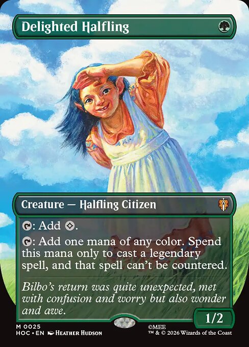 Delighted Halfling - The Hobbit Commander MTG spoiler