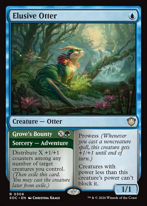 Elusive Otter // Grove's Bounty - Secrets of Strixhaven Commander MTG spoiler