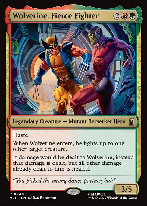 Wolverine, Fierce Fighter - Marvel Super Heroes MTG spoiler