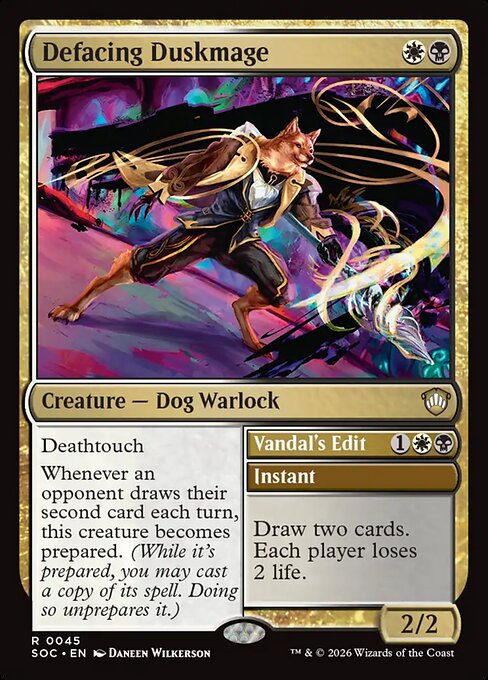 Defacing Duskmage // Vandal's Edit - Secrets of Strixhaven Commander MTG spoiler
