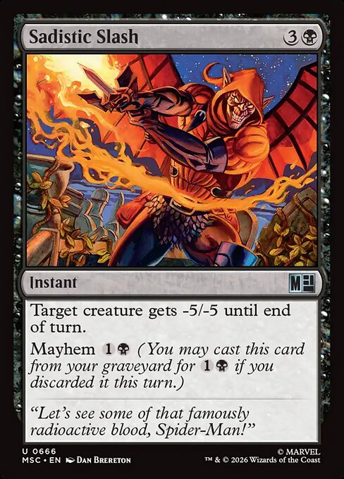 Sadistic Slash - Marvel Super Heroes Commander MTG spoiler