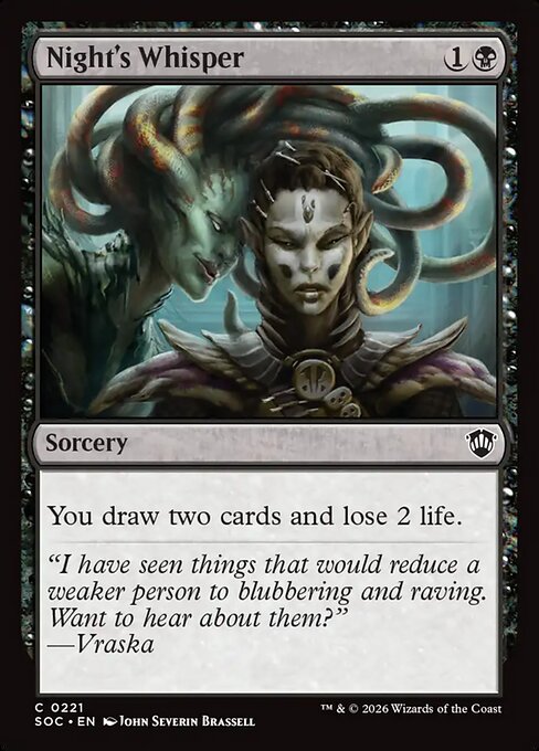 Night's Whisper - Secrets of Strixhaven Commander MTG spoiler