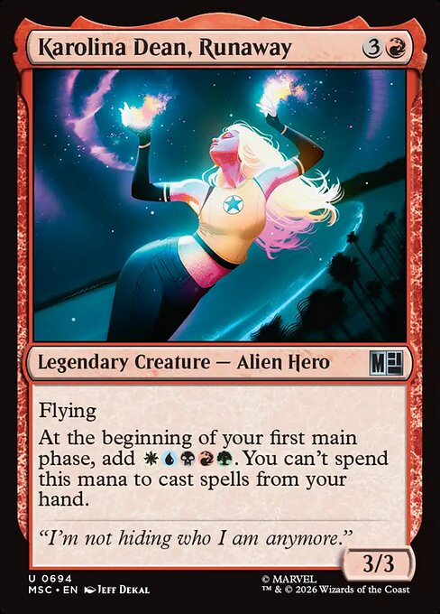 Karolina Dean, Runaway - Marvel Super Heroes Commander MTG spoiler