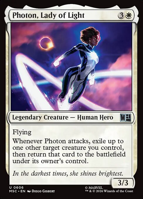 Photon, Lady of Light - Marvel Super Heroes Commander MTG spoiler