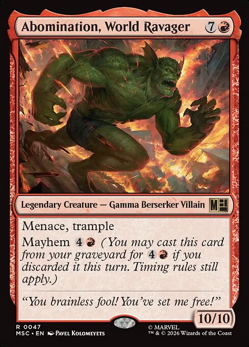 Abomination, World Ravager - Marvel Super Heroes Commander MTG spoiler