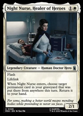 Night Nurse, Healer of Heroes - Marvel Super Heroes MTG spoiler