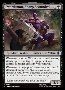 Swordsman, Sharp Scoundrel - Marvel Super Heroes MTG spoiler