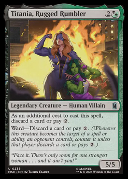 Titania, Rugged Rumbler - Marvel Super Heroes MTG spoiler