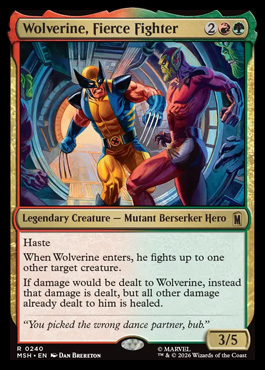 Wolverine, Fierce Fighter - Marvel Super Heroes MTG spoiler